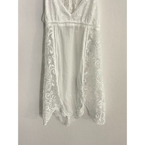 Linea Donatella S Lace Mini Slip Dress Flower Child Chemise Cover Up Babydoll - Picture 4 of 9